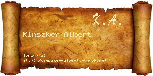 Kinszker Albert névjegykártya