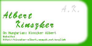 albert kinszker business card